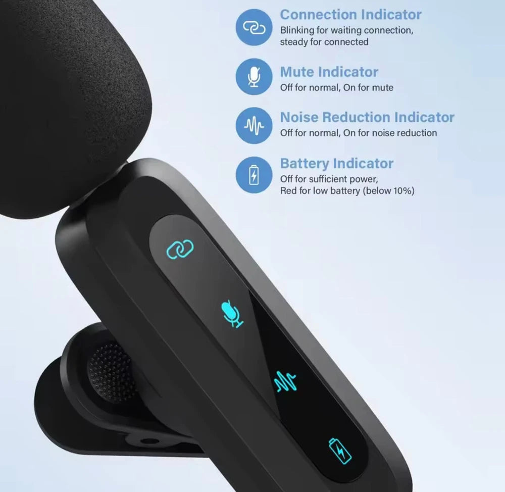 Wireless Clip-On Microphone with Clear Voice & USB Type-C Charging