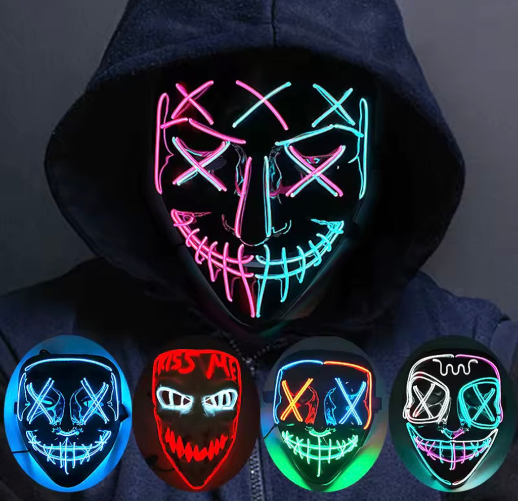 LED Light-Up Halloween Mask – Glowing LED Face Mask